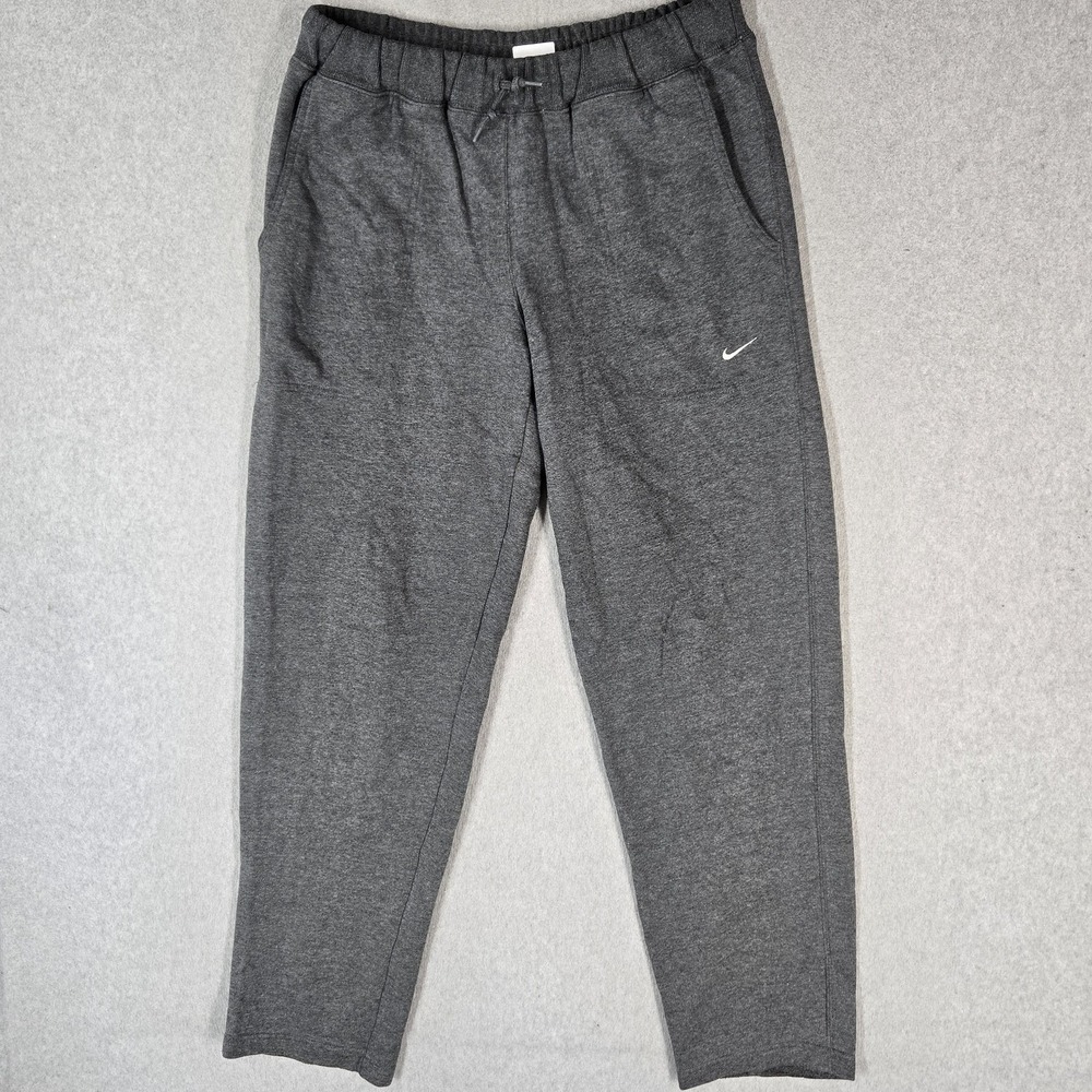 VINTAGE Nike Women Activewear Pants L Gray Embroidered Mini Swoosh Sweatpants